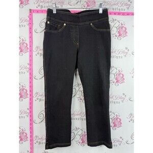 Nygard capri pants stretchy Black Women's Pull-On Jeggings gold hardware